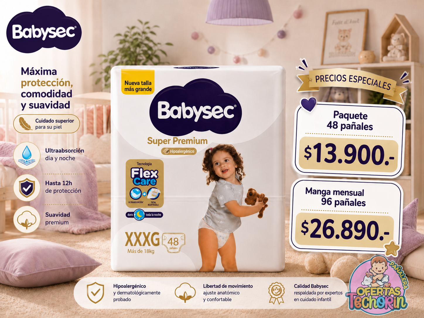 BABYSEC SUPER PREMIUM XXXG 48 PAÑALES