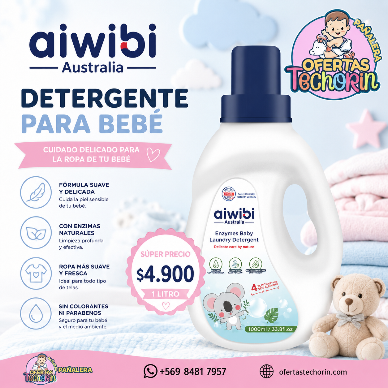 AIWIBI DETERGENTE 1 LITRO (PIEL DELICADA)