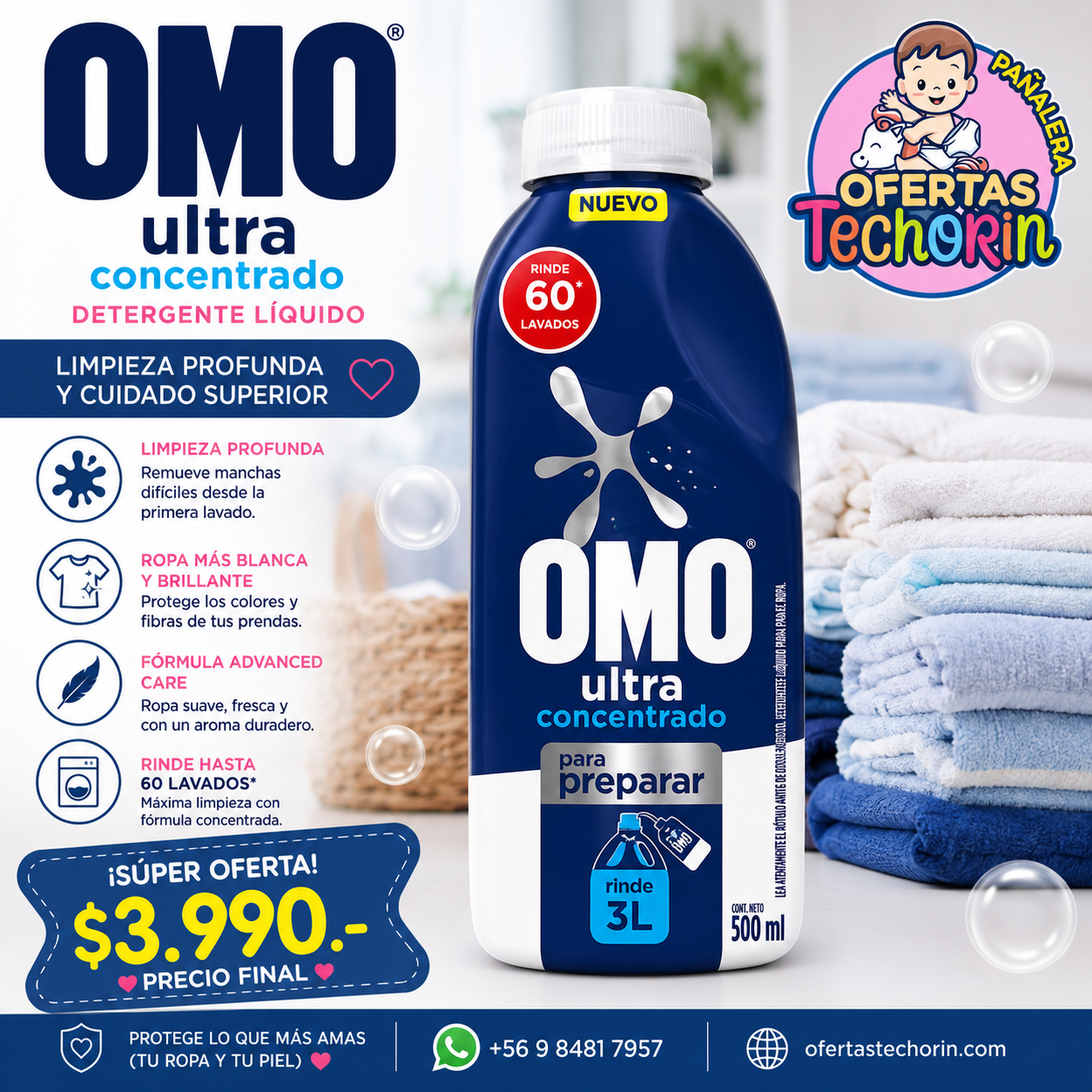 OMO PARA DILUIR ULTRA 500 ML RINDE 3 LITROS