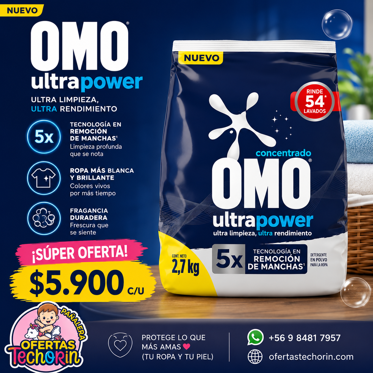 OMO  ULTRA EN POLVO 2.7 KILOS