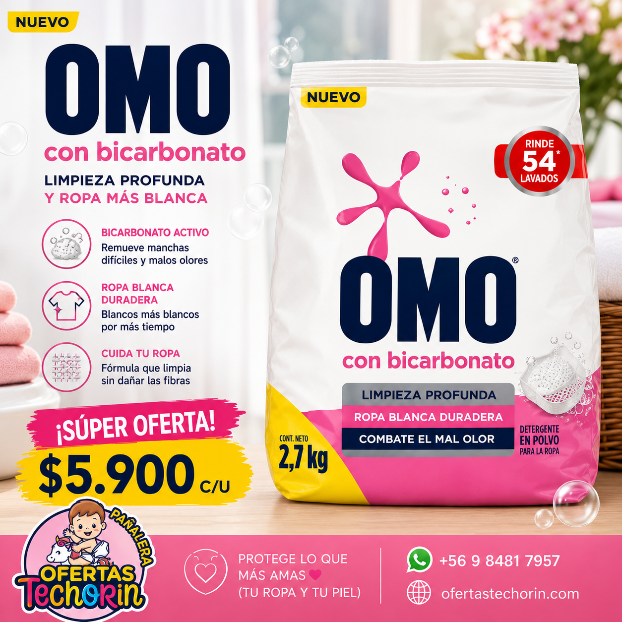 OMO CON BICARBONATO EN POLVO 2.7 KILOS